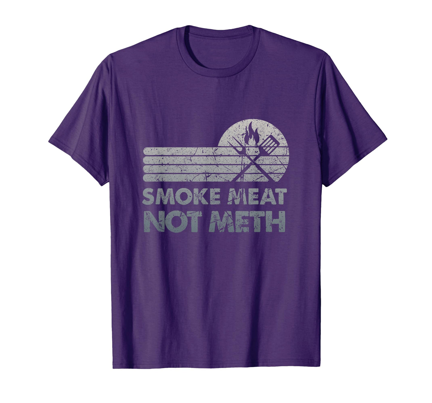 BBQ Smoke Meat Not Meth Brisket Ribs Grey Vintage Distressed T-Shirt