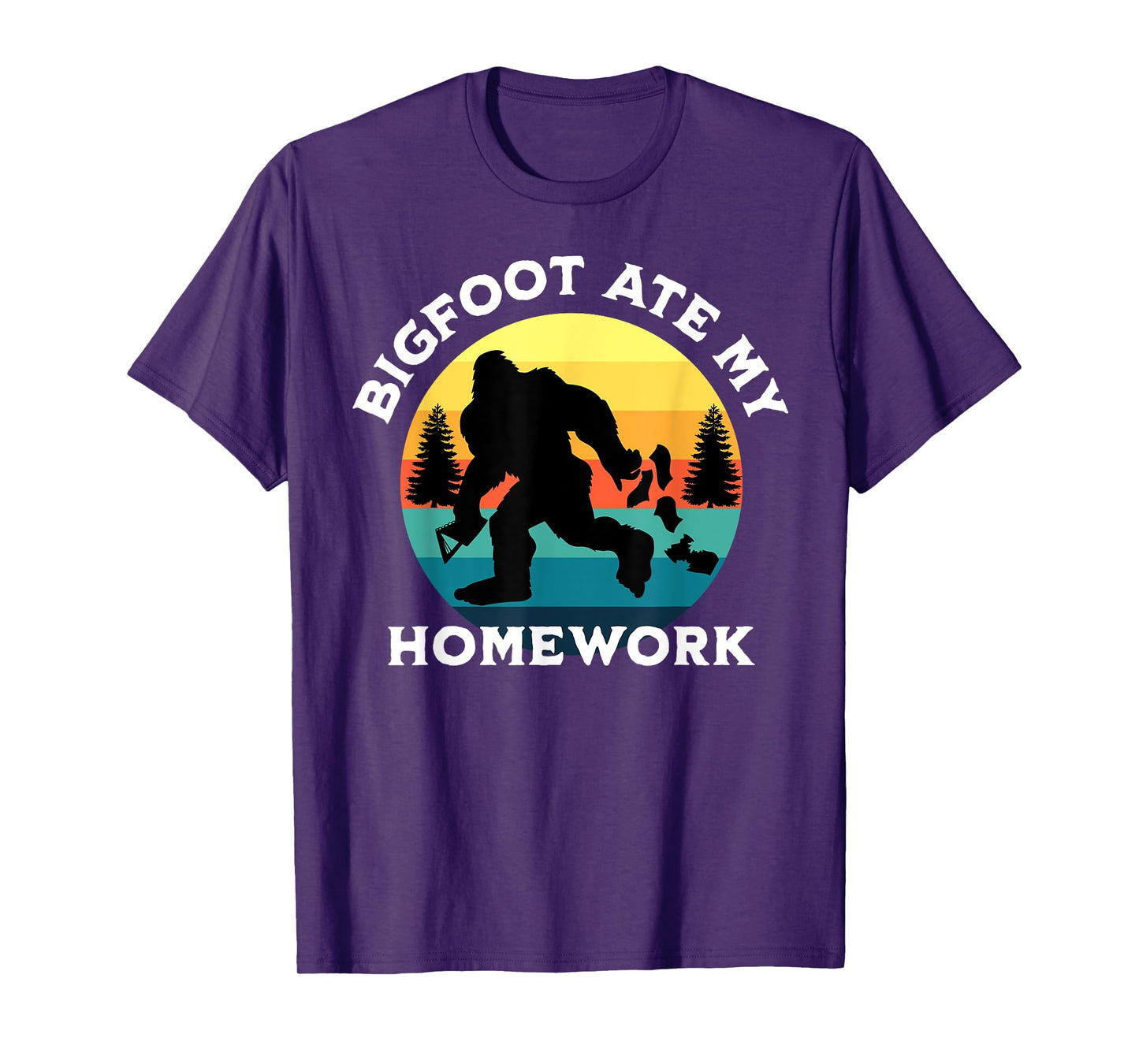 Vintage Retro Bigfoot Ate My Homework Funny Sasquatch T-Shirt