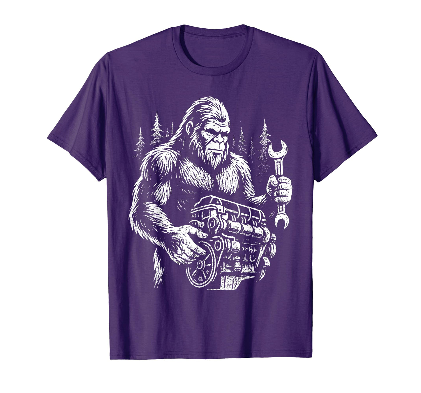 Funny Mechanic Bigfoot Sasquatch Engine Car Repair T-Shirt