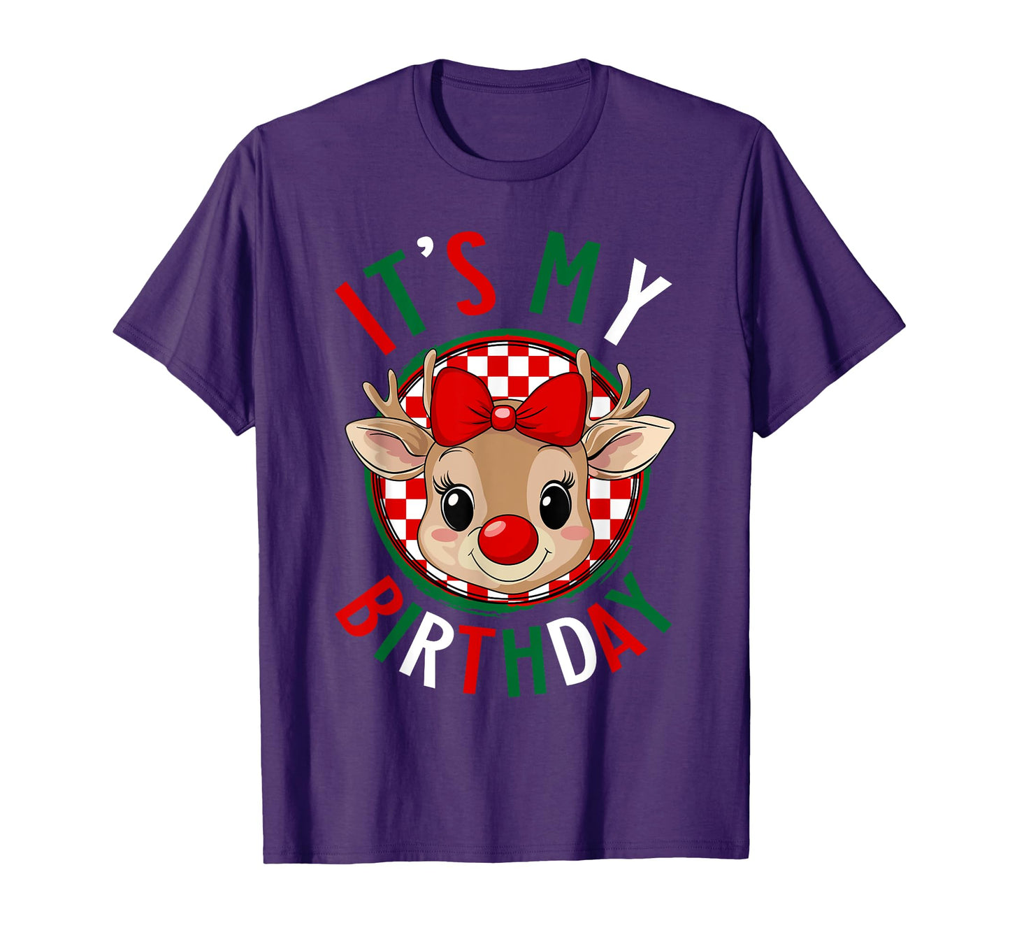 It's My Birthday Reindeer Christmas Pajamas Women Girls T-Shirt