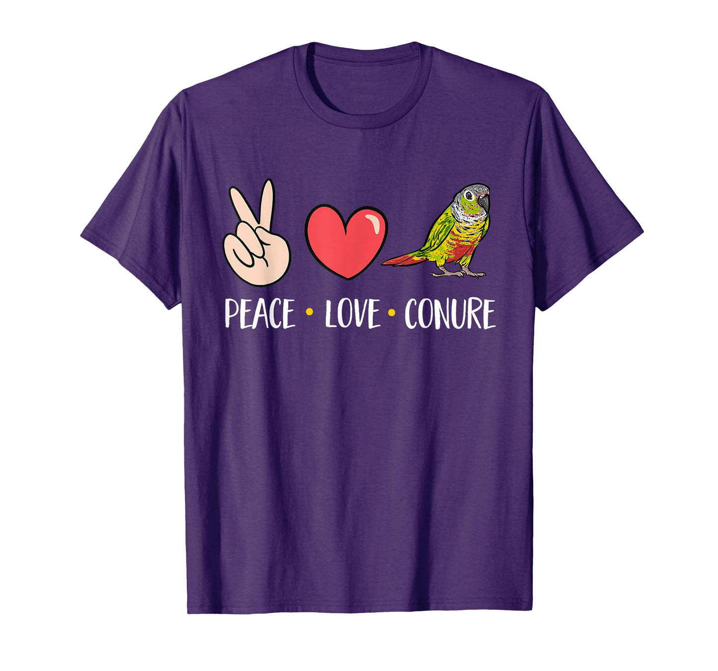 Green Cheek Conure Peace Love Conure Parrot Bird Conure T-Shirt