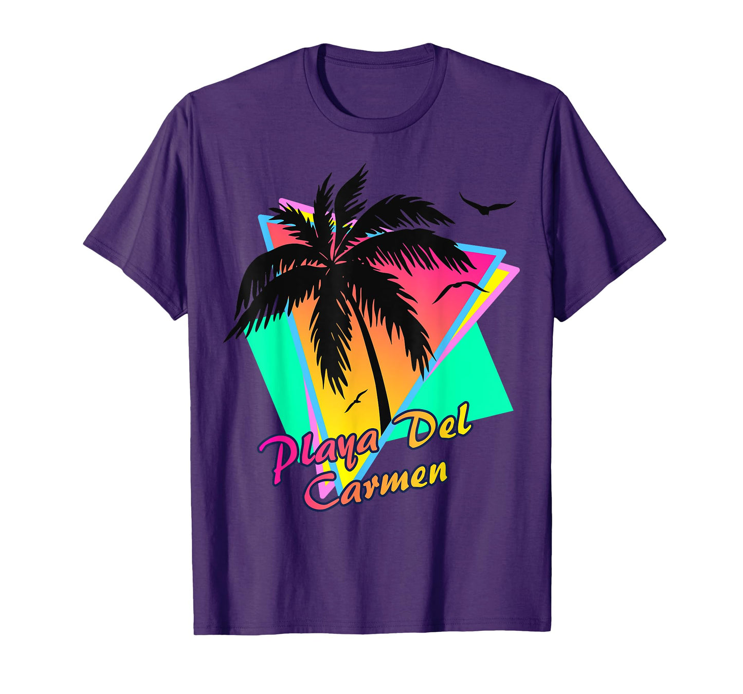 Playa Del Carmen 80s Tropical Summer And Beach Palm Sunset T-Shirt
