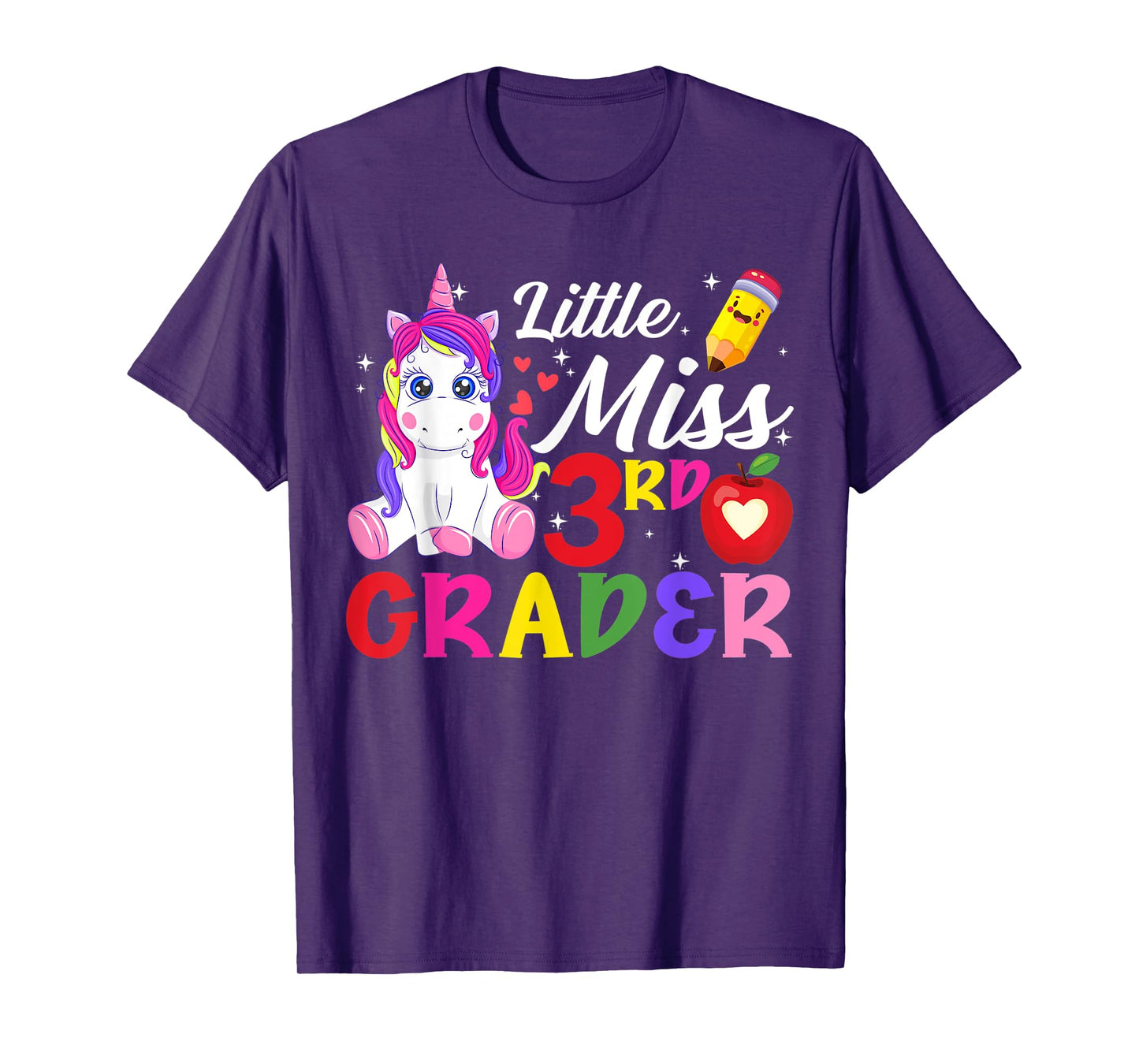 Funny Little Miss Third Grader Unicorn First Day Of School T-Shirt