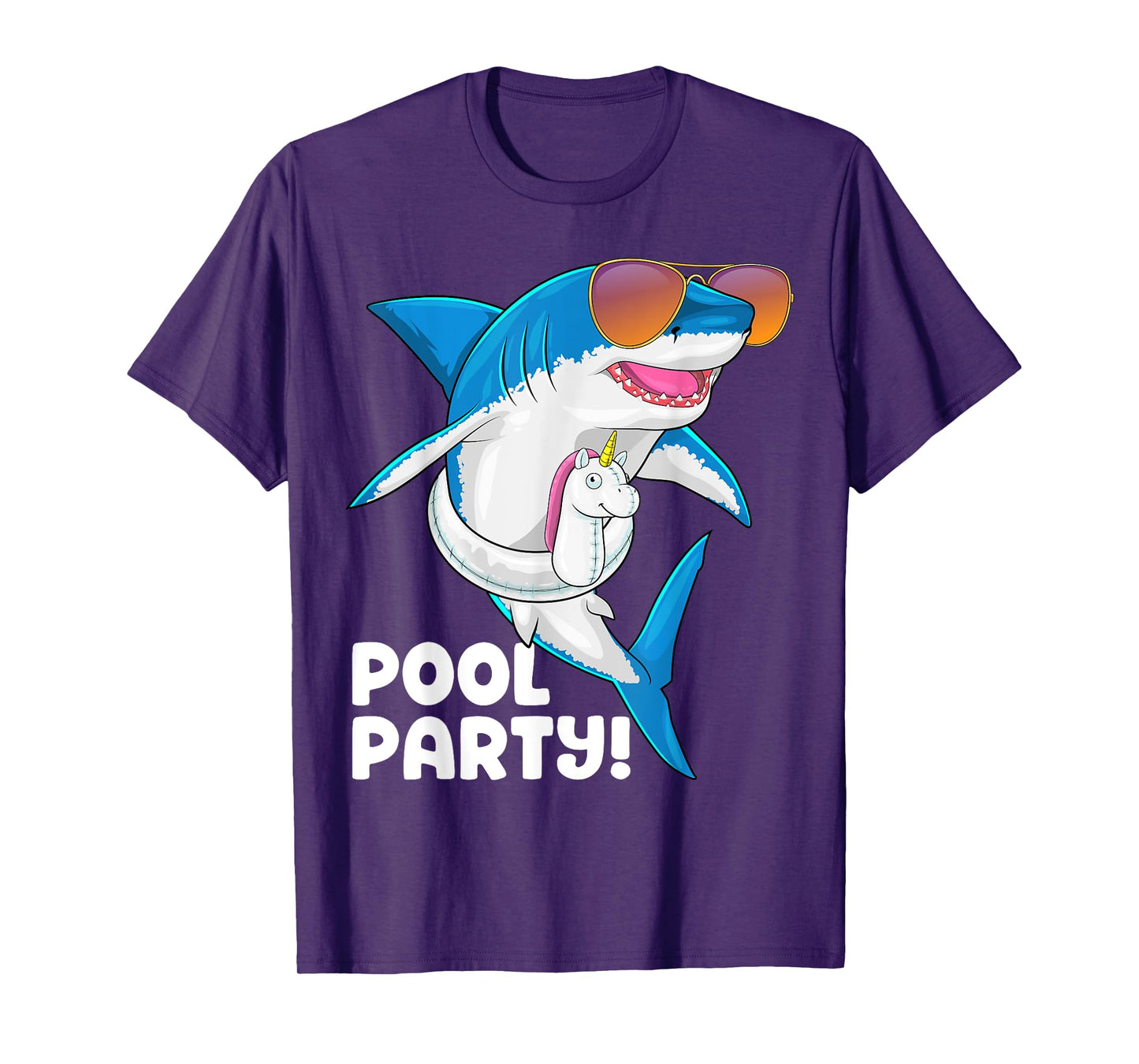 Pool Party Unicorn Float Summer Vacation Funny Shark Swim Men Women Girls Kids T-Shirt