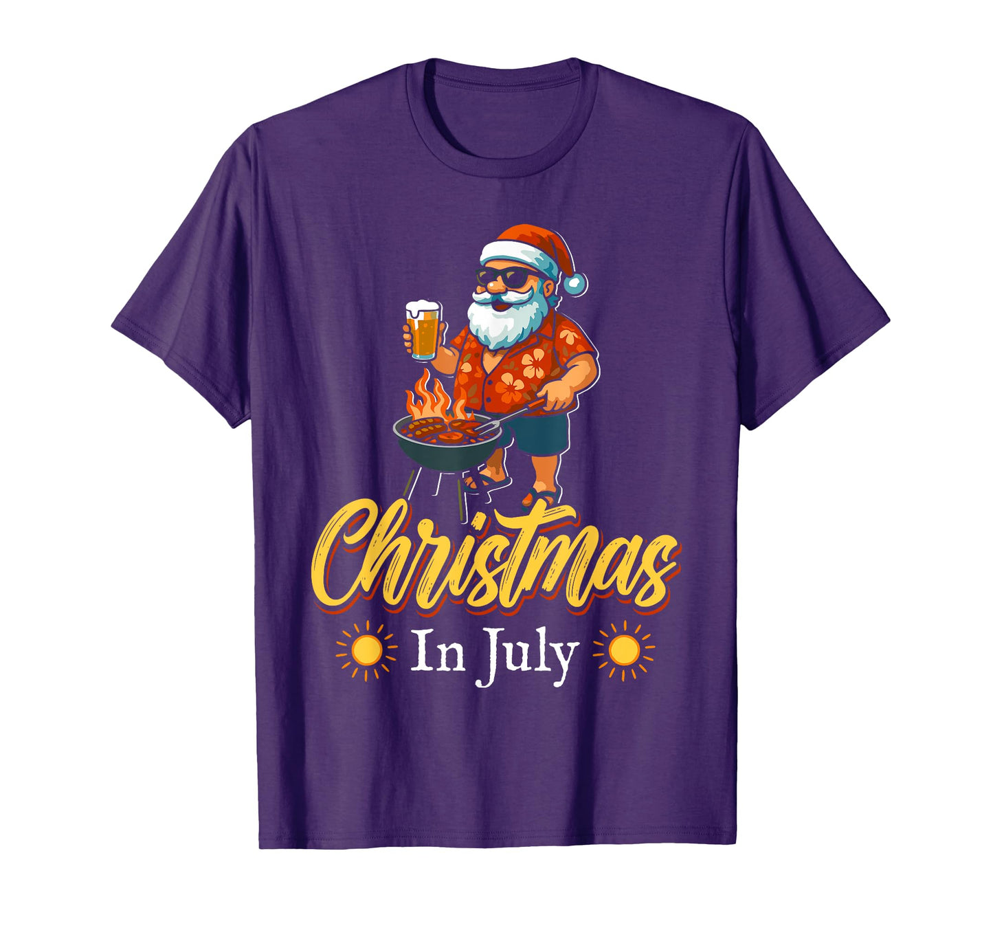 Christmas In July Santa BBQ Summer Hawaiian Christmas T-Shirt
