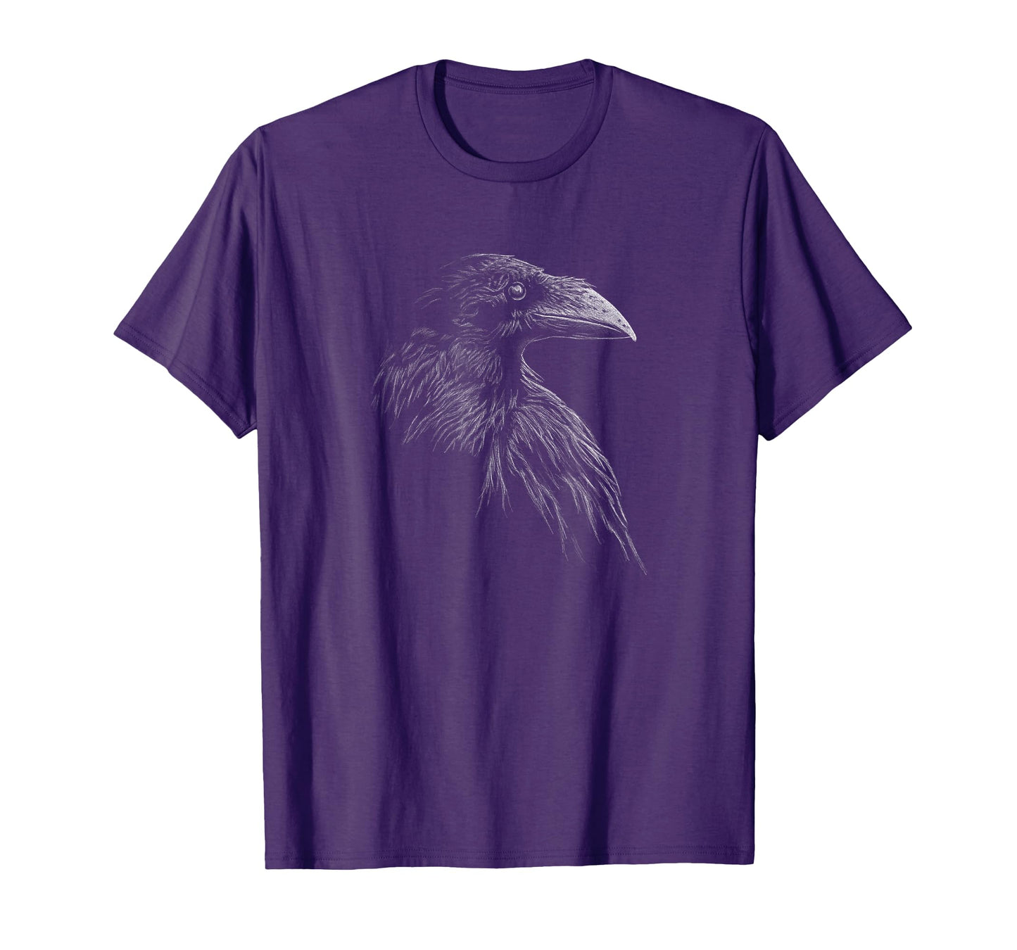 Mystical Black Raven Illustration Goth Viking Crow Artwork T-Shirt