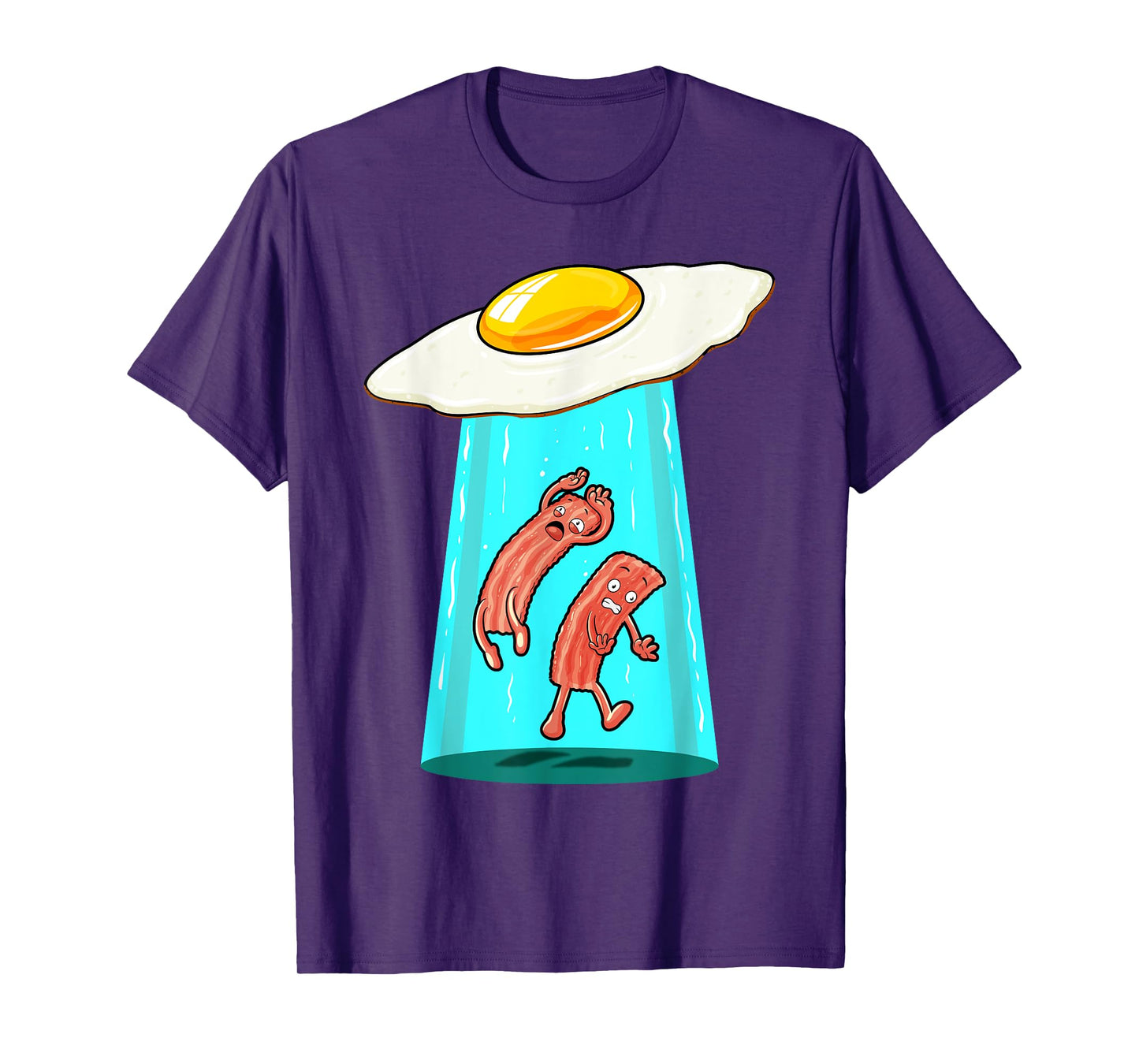 Egg Bacon UFO Abducting Funny Alien Breakfast Food Lover T-Shirt
