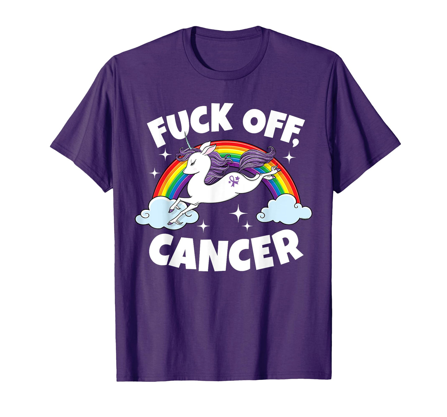 Fuck Off Cancer Funny Quote with Unicorn Rainbow T-Shirt