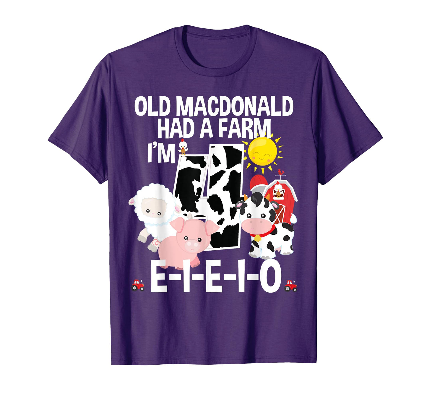 Toddler Kids Old MacDonald 4th Birthday Party Nursery Song T-Shirt