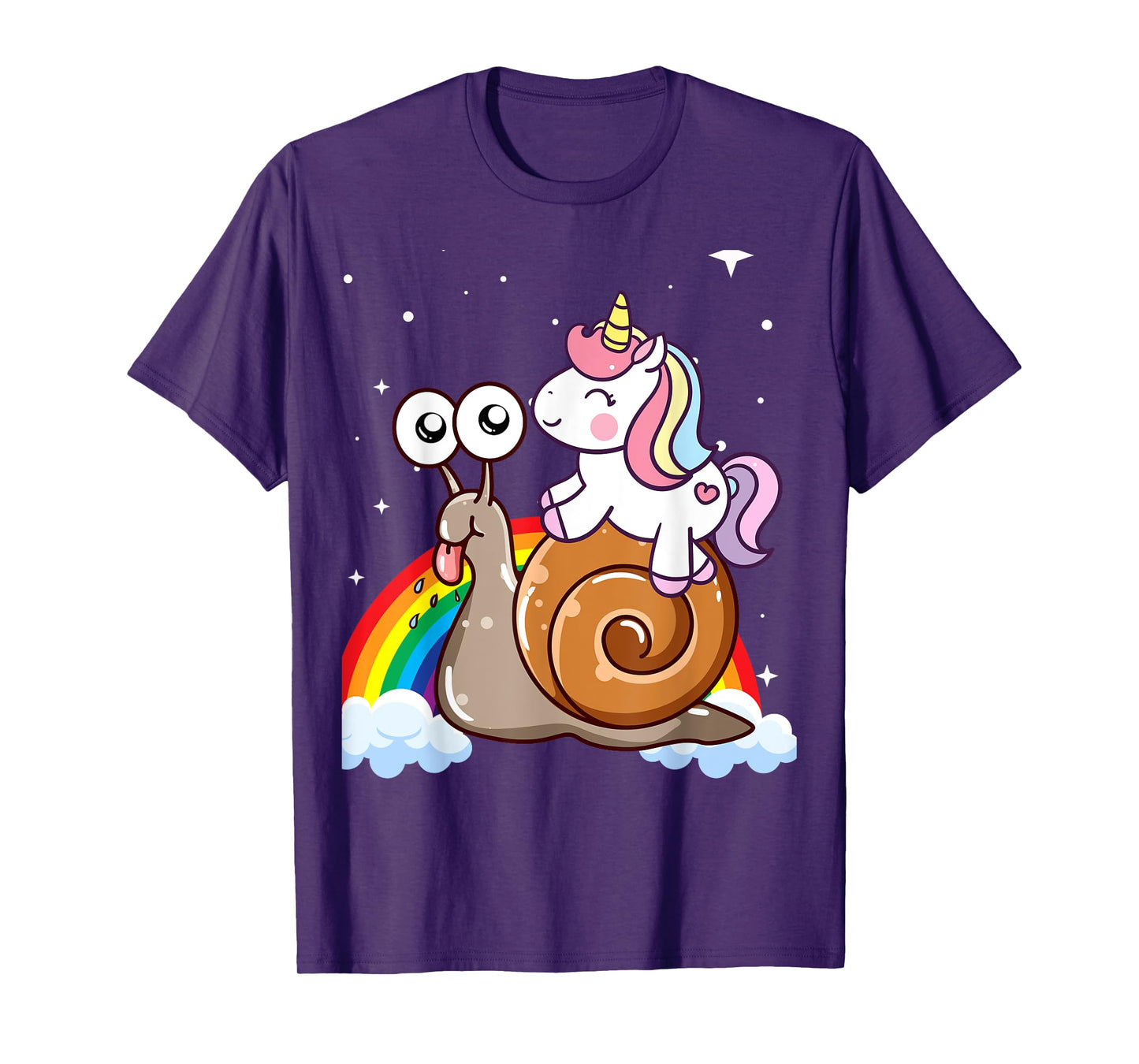 Unicorn Riding Snail Boys Girls Men Women Kids Teen Rainbow T-Shirt