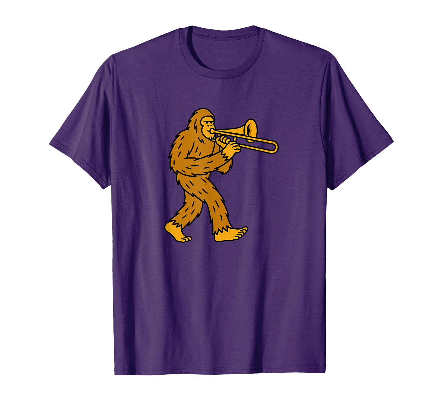Bigfoot Playing Trombone Instrument Band - Sasquatch T-Shirt