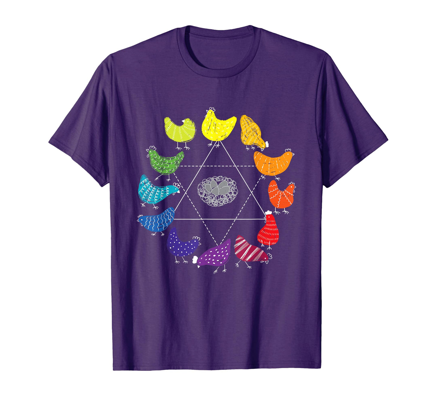Chicken Themed Color Wheel Educational Art Teacher Artist Men Women Girls Kids T-Shirt
