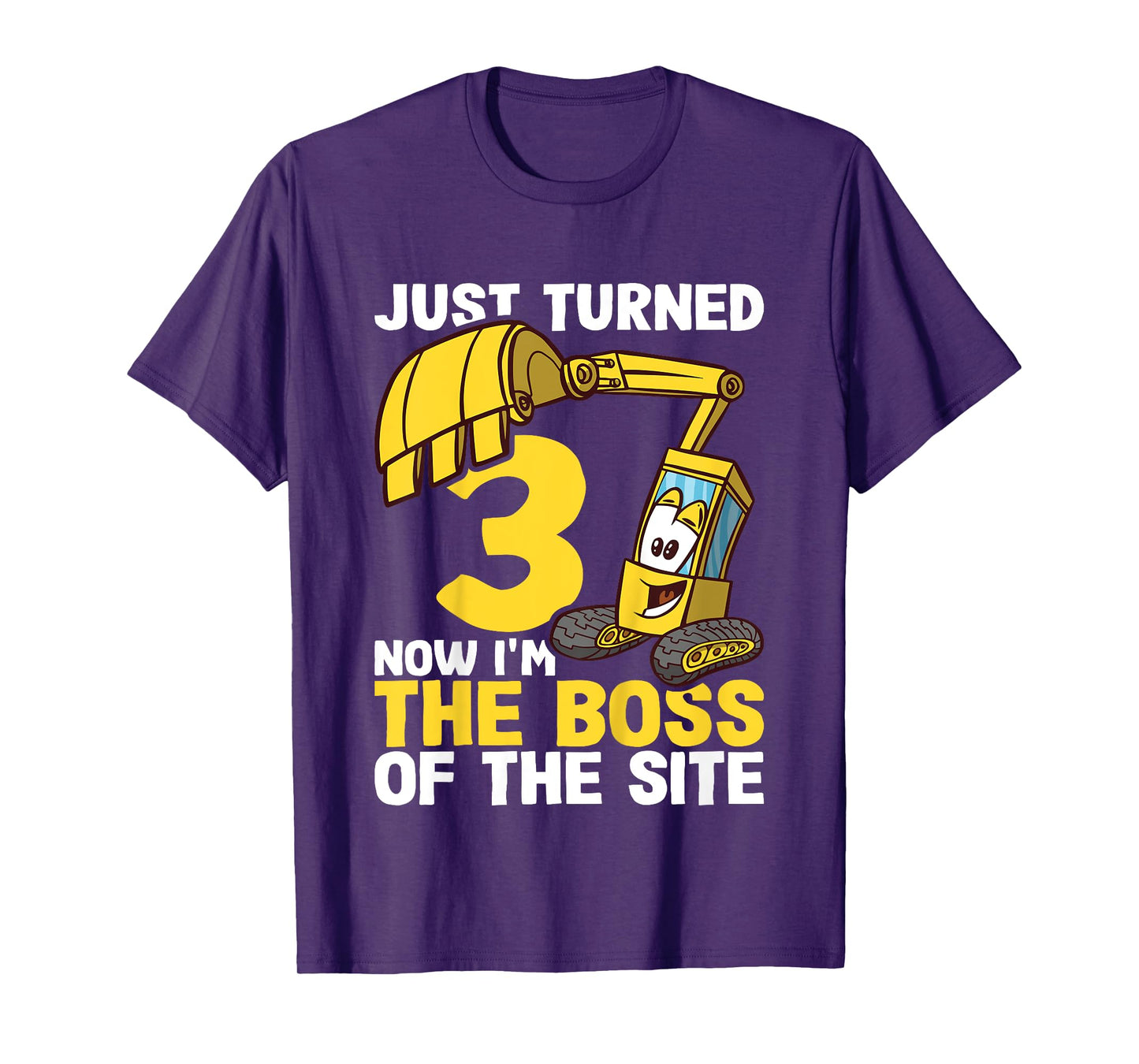 Kids 3rd Birthday Shirt Boy Excavator Construction Site Boss T-Shirt