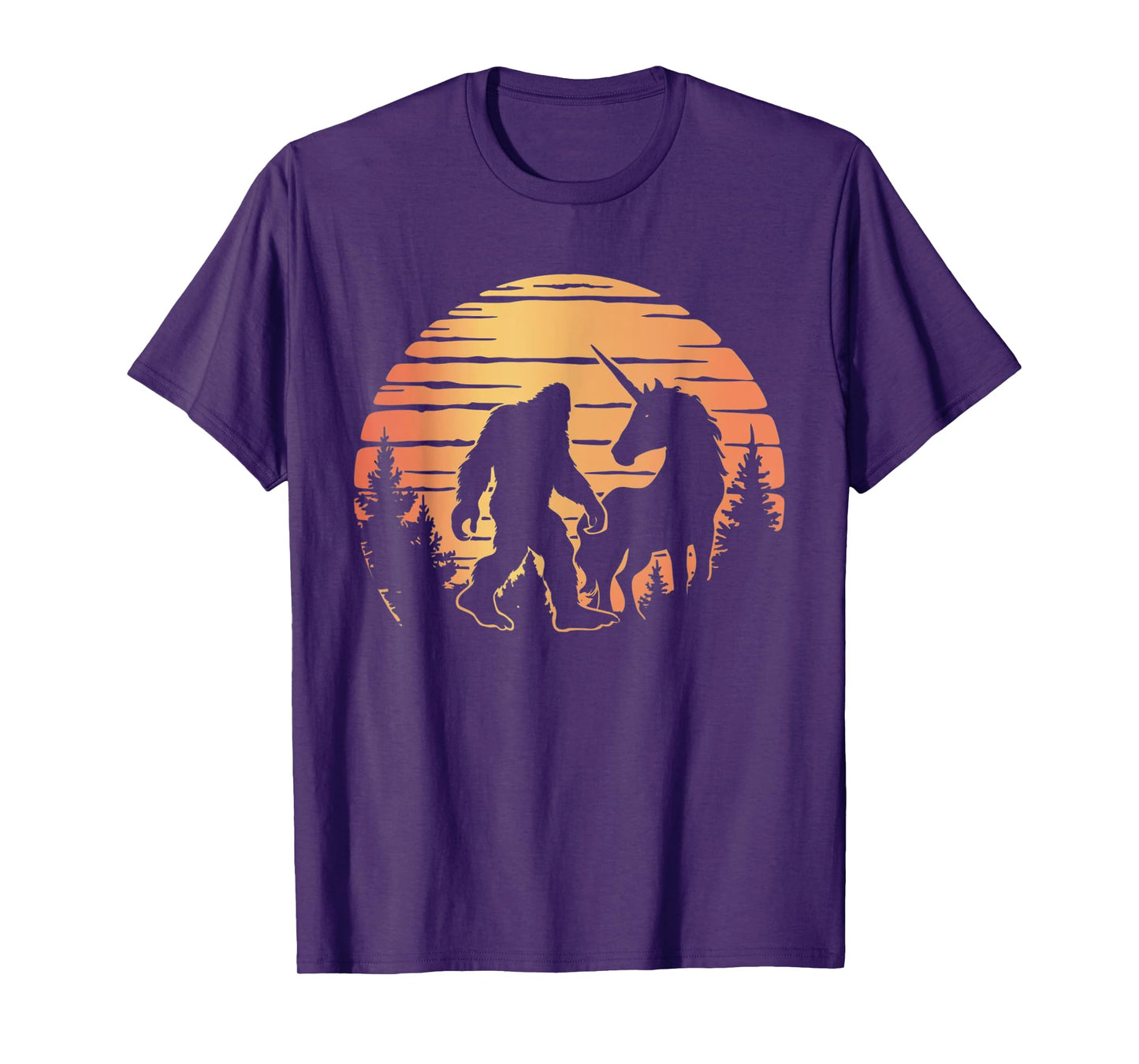 Bigfoot And Unicorn For Men Women And Kids! Retro Sasquatch T-Shirt