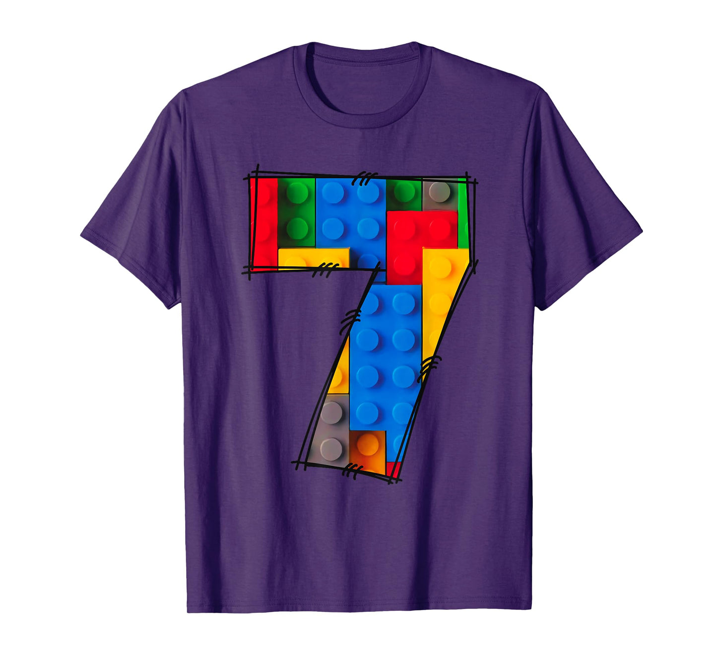 7 Years Old Blocks Building Master Builder 7th Birthday Kid T-Shirt