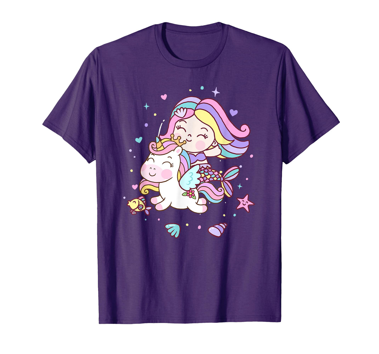 Unicorn kisses Mermaid wishes | Birthday Girl T-Shirt