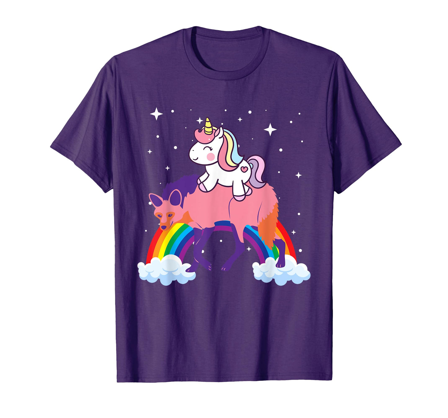 Unicorn Riding Wolf Boys Girls Men Women Kids Teens Rainbow T-Shirt