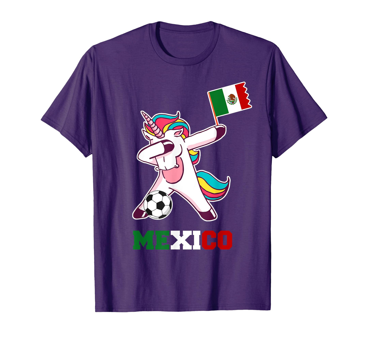 Mexico Soccer Shirt Dabbing Unicorn Mexican Flag T-Shirt