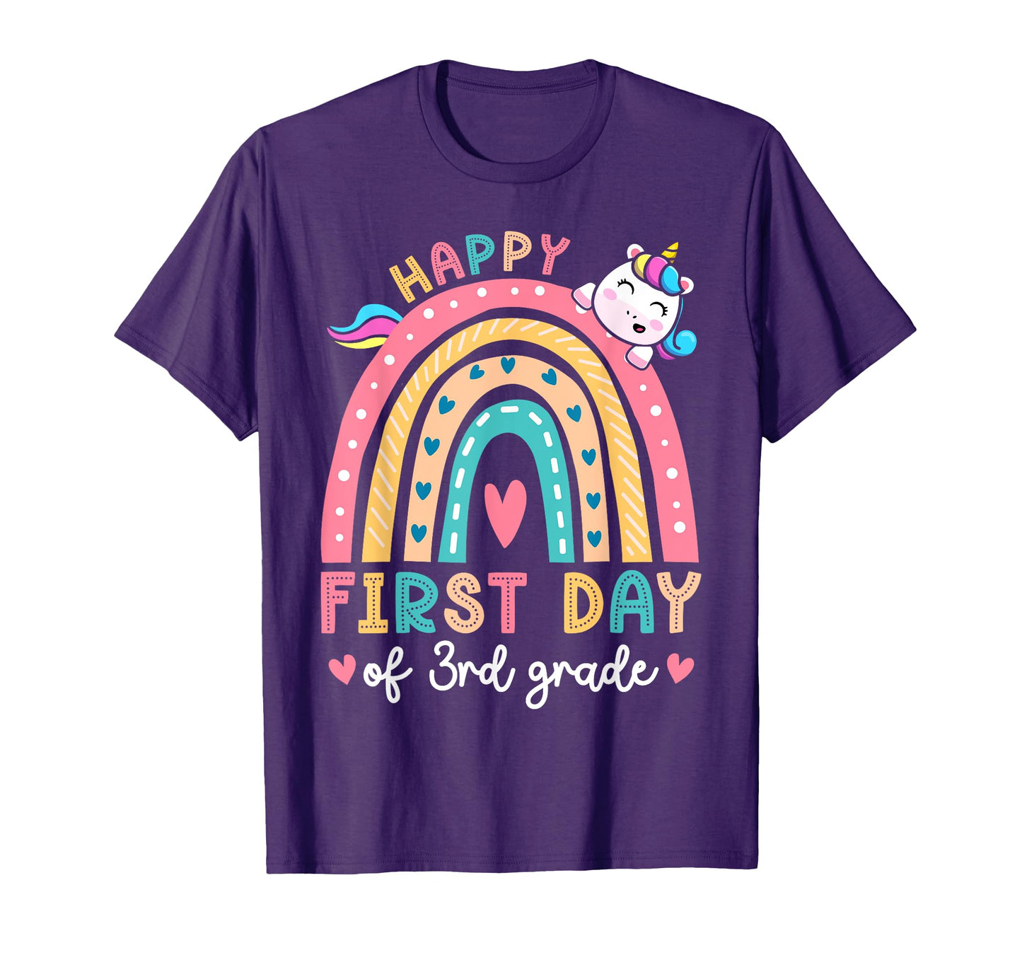 Happy First Day Of 3rd Grade Unicorn Girls Back To School T-Shirt