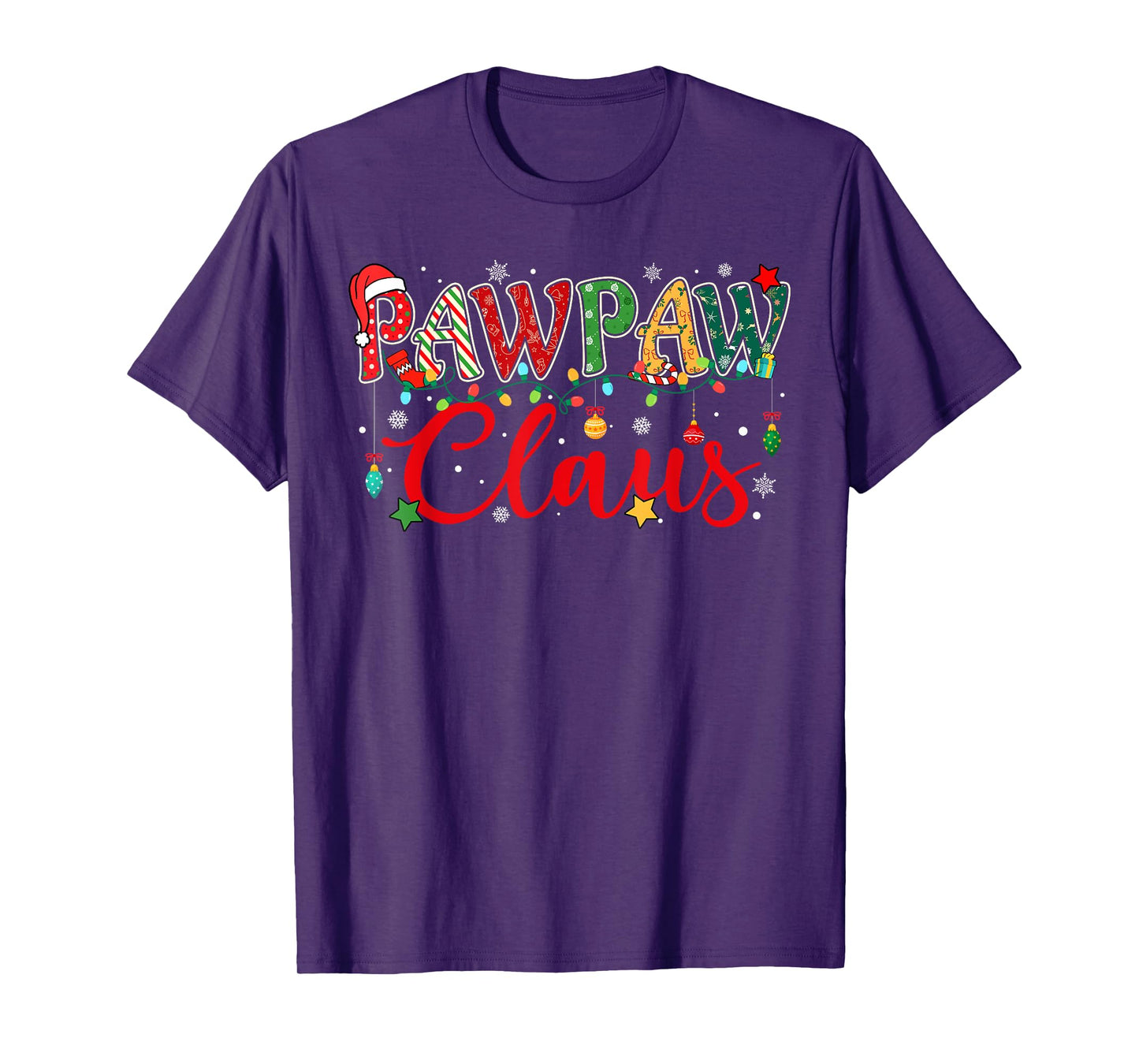 Pawpaw Claus Christmas Lights Pajama Family Matching Men T-Shirt