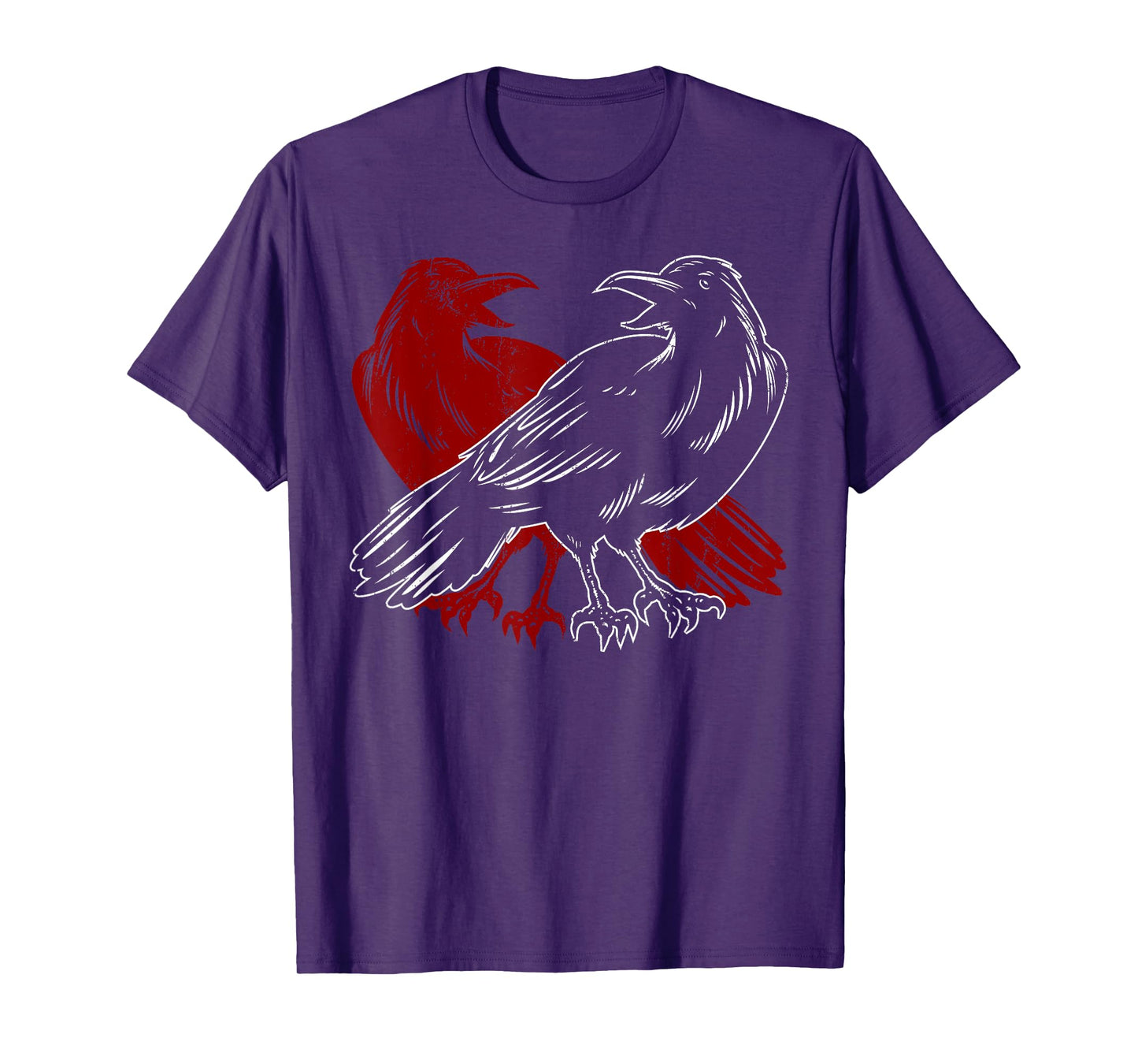 Red Raven Spooky Gothic Animal Forest Bird Black Crow T-Shirt