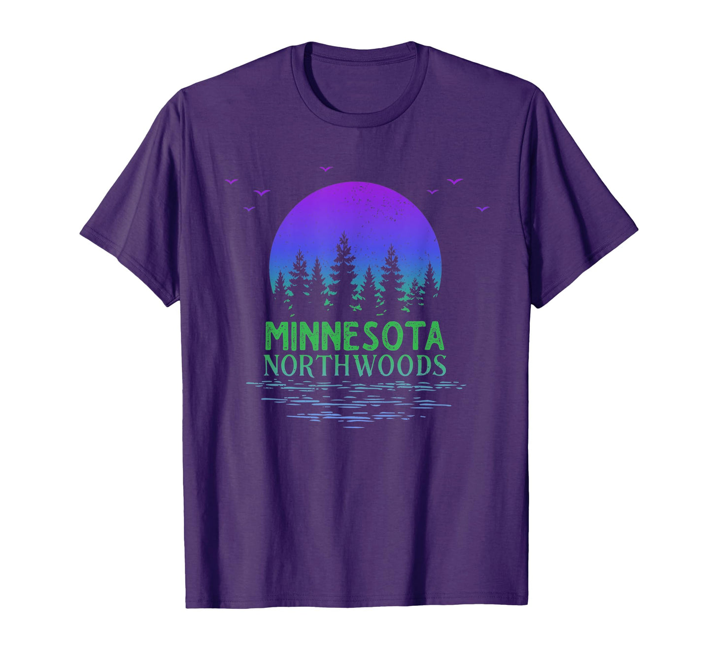 Minnesota Northwoods Moon Trees Lake Gradient Souvenir T-Shirt