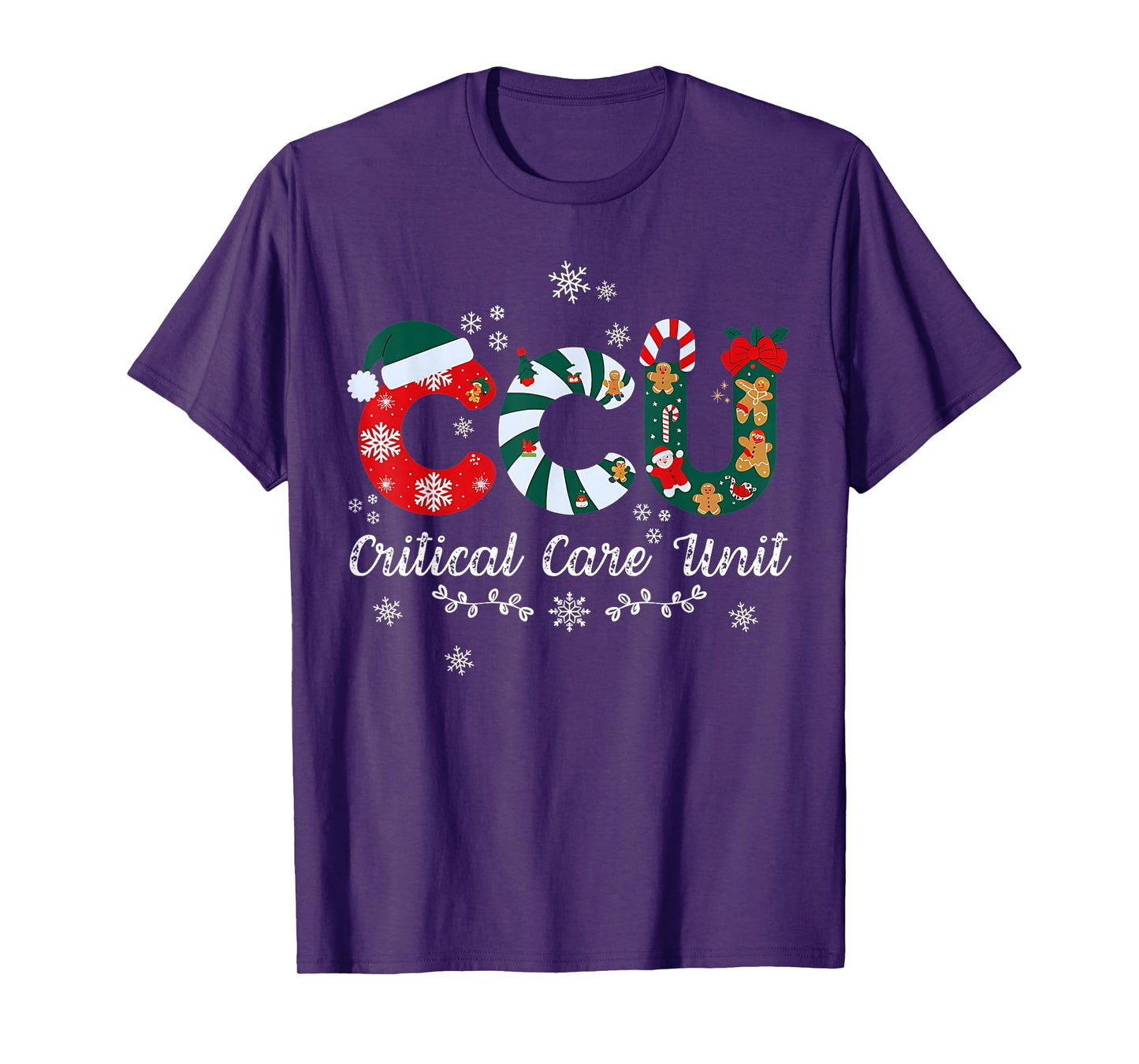 Funny CCU Nurse Christmas Critical Care Unit Xmas Girl Nurse T-Shirt