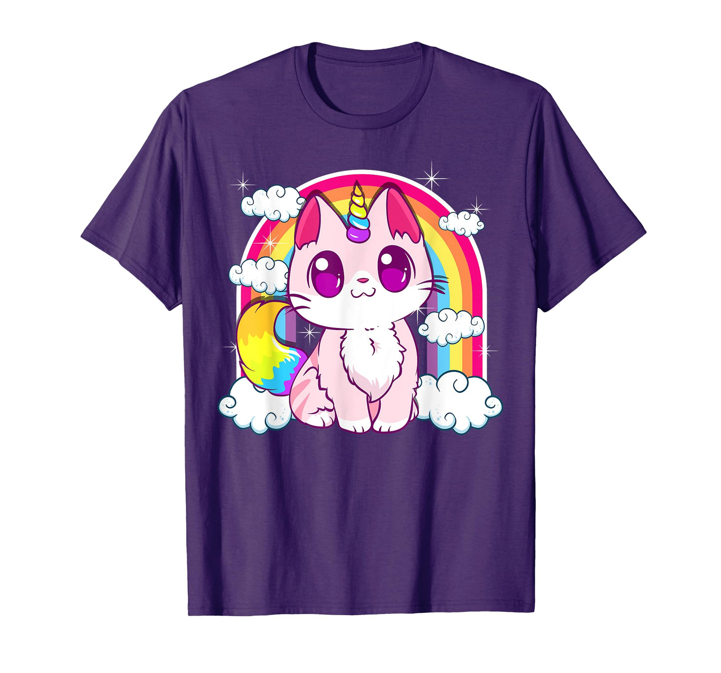 Cute Unicorn Cat Adorable Smiling Rainbow Kitty T-Shirt