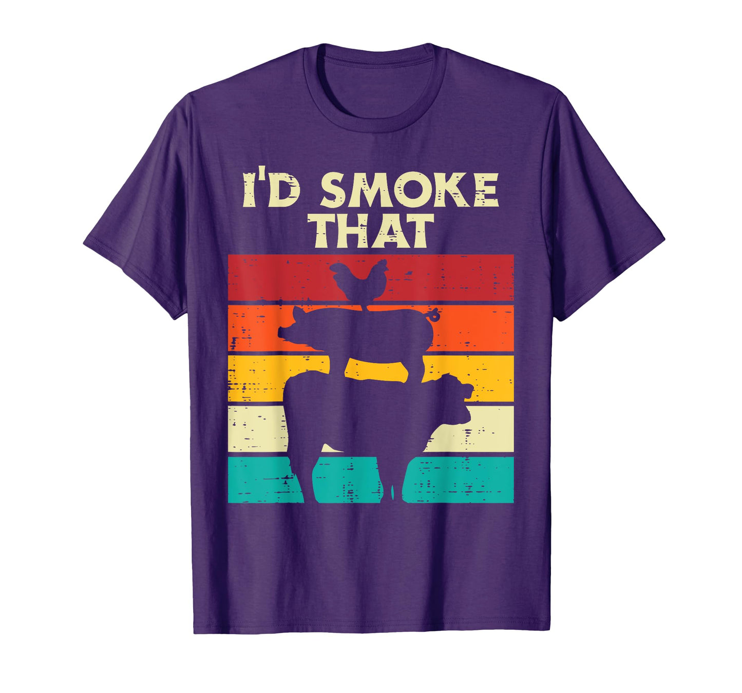 Id Smoke That Chicken Pork Beef Retro Meat Smoking Bbq Grill T-Shirt