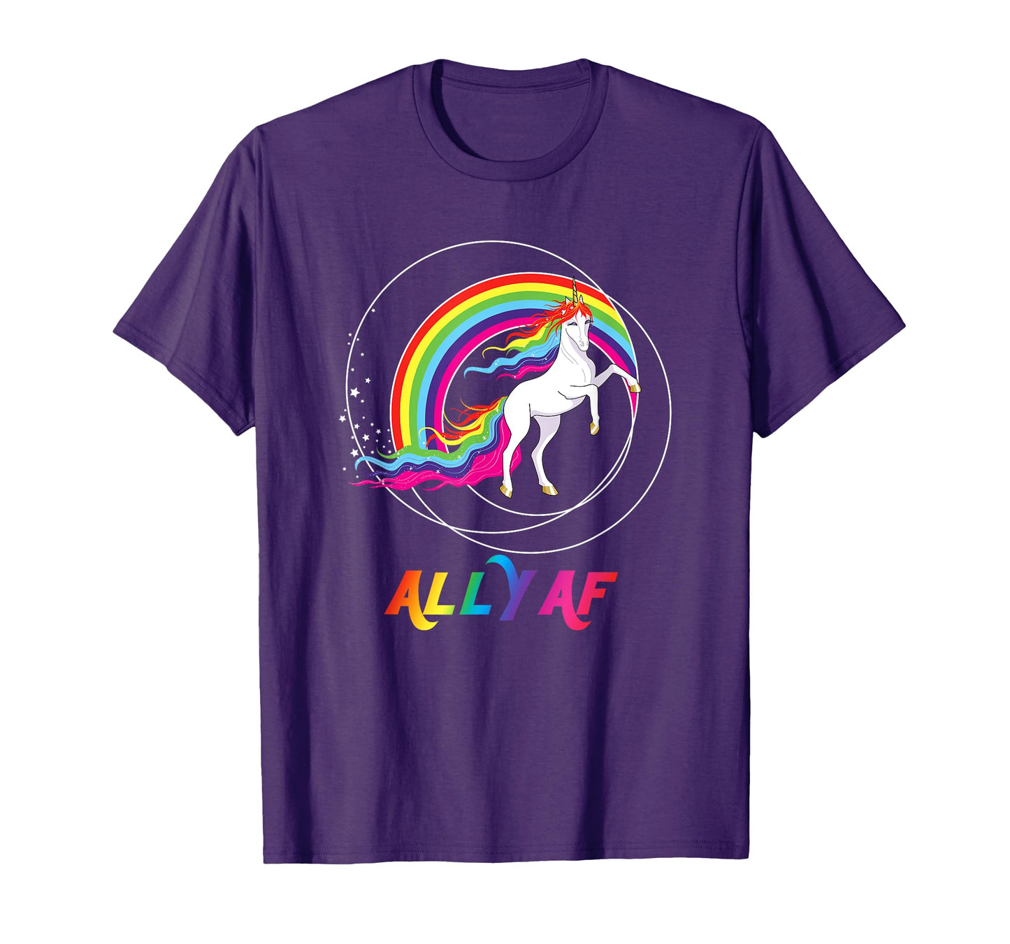 Proud Ally AF Gay Pride Allies Rainbow Pride Flag Unicorn T-Shirt