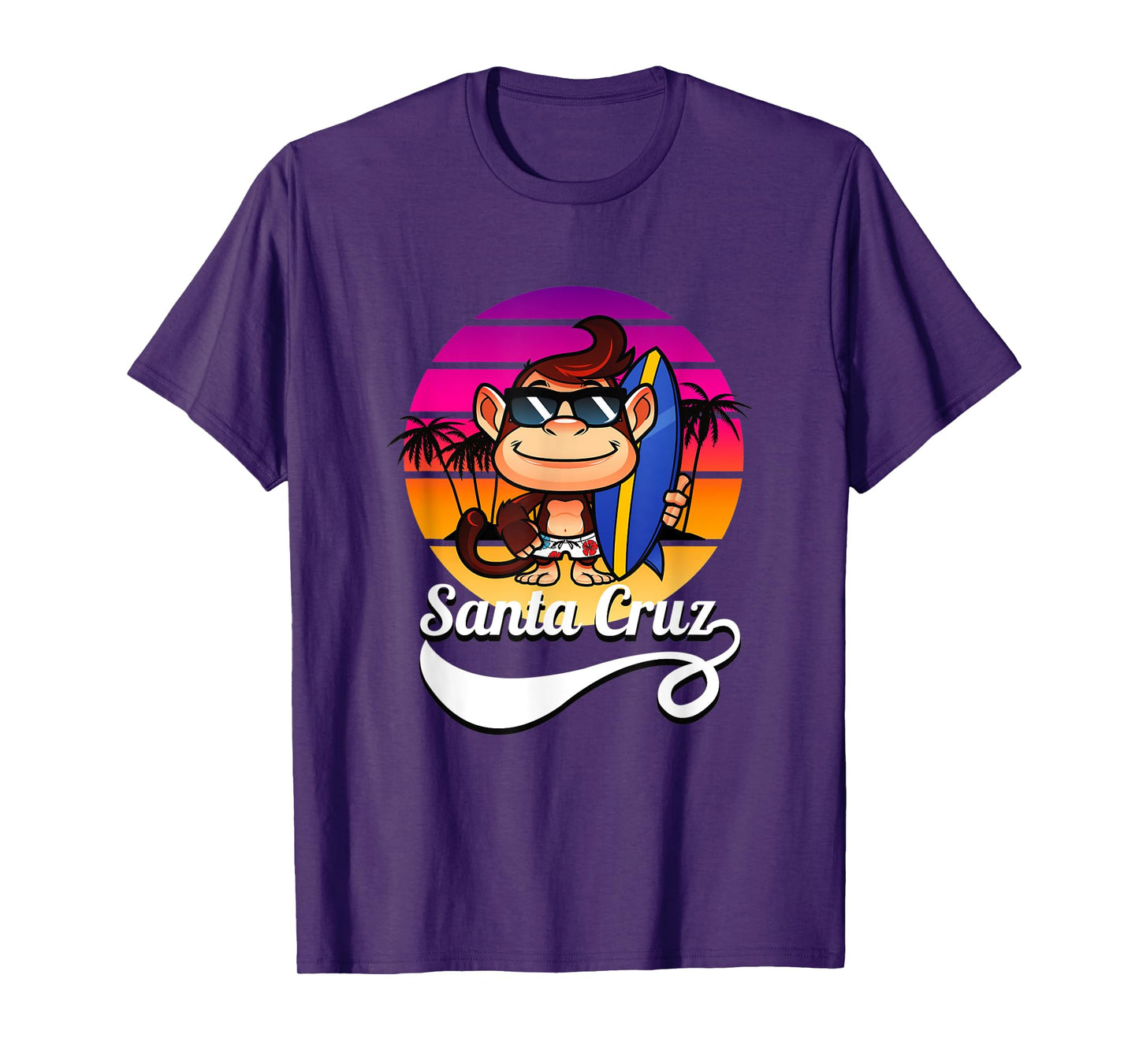 Surfer Monkey Santa Cruz California Retro Sun Fun T-Shirt