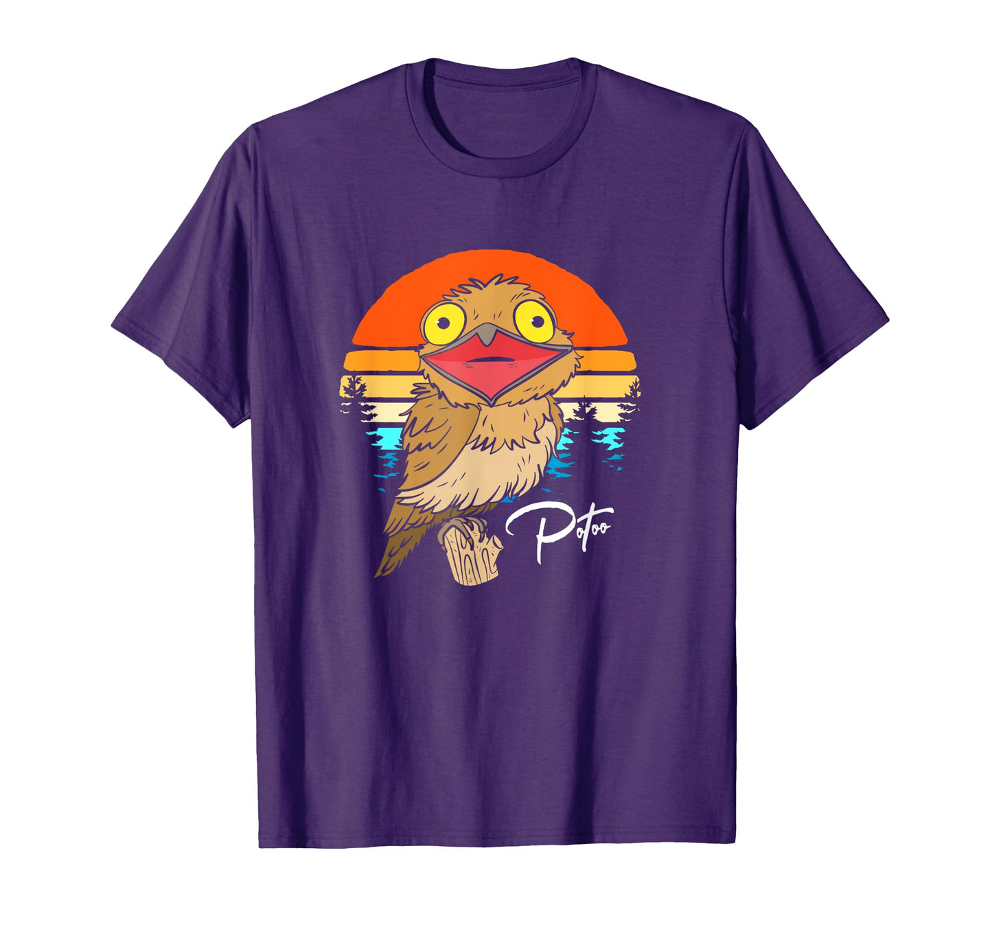 Retro Sunset Potoo Lover Potoo Bird Face T-Shirt