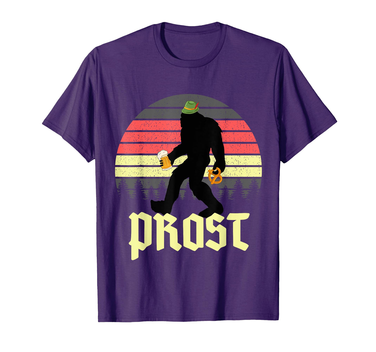 Vintage Funny Bigfoot Drinking Beer German Oktoberfest Prost T-Shirt