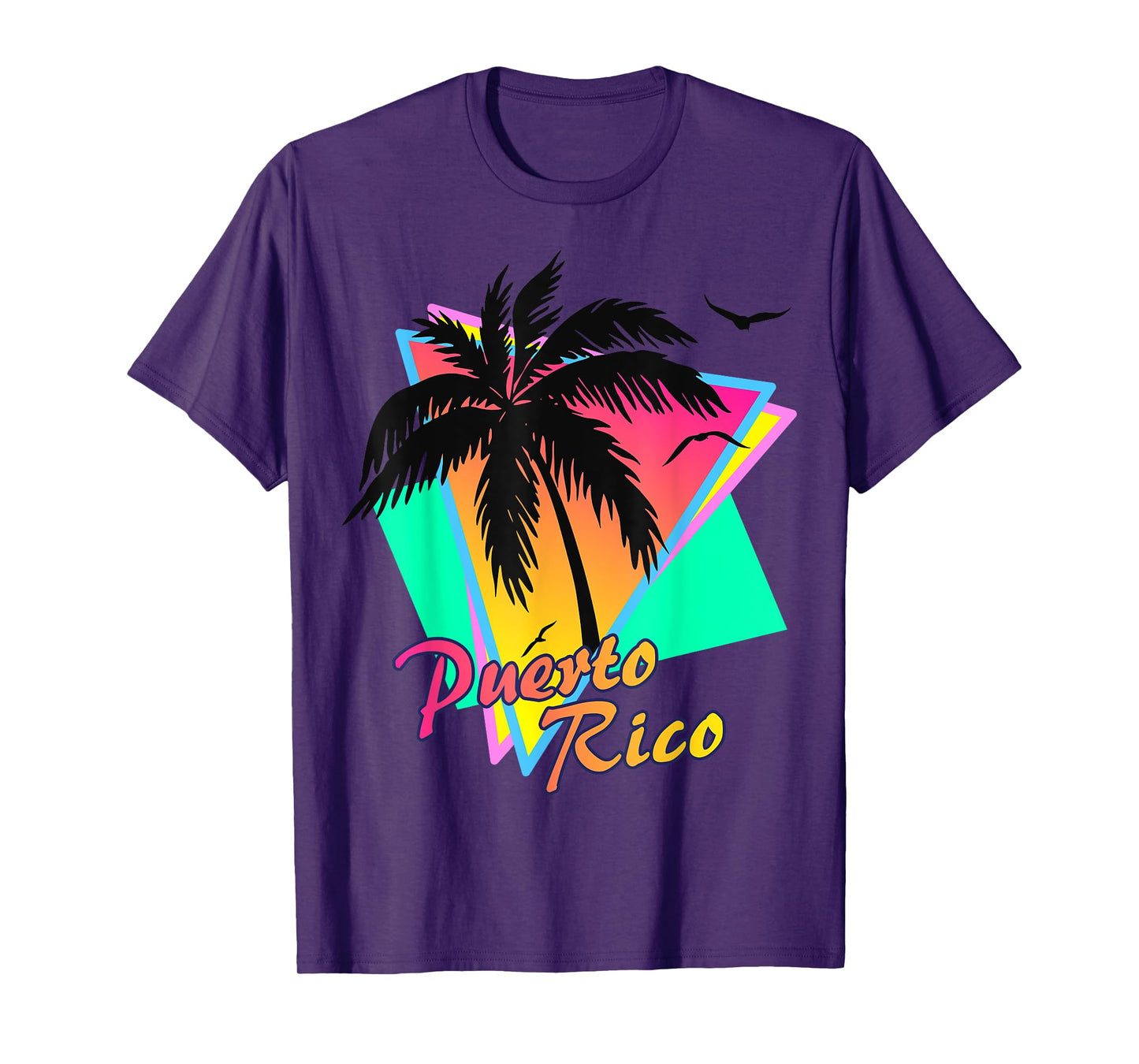 Puerto Rico 80s Tropical Summer Beach Palm Tree Sunset Men Women Kids T-Shirt