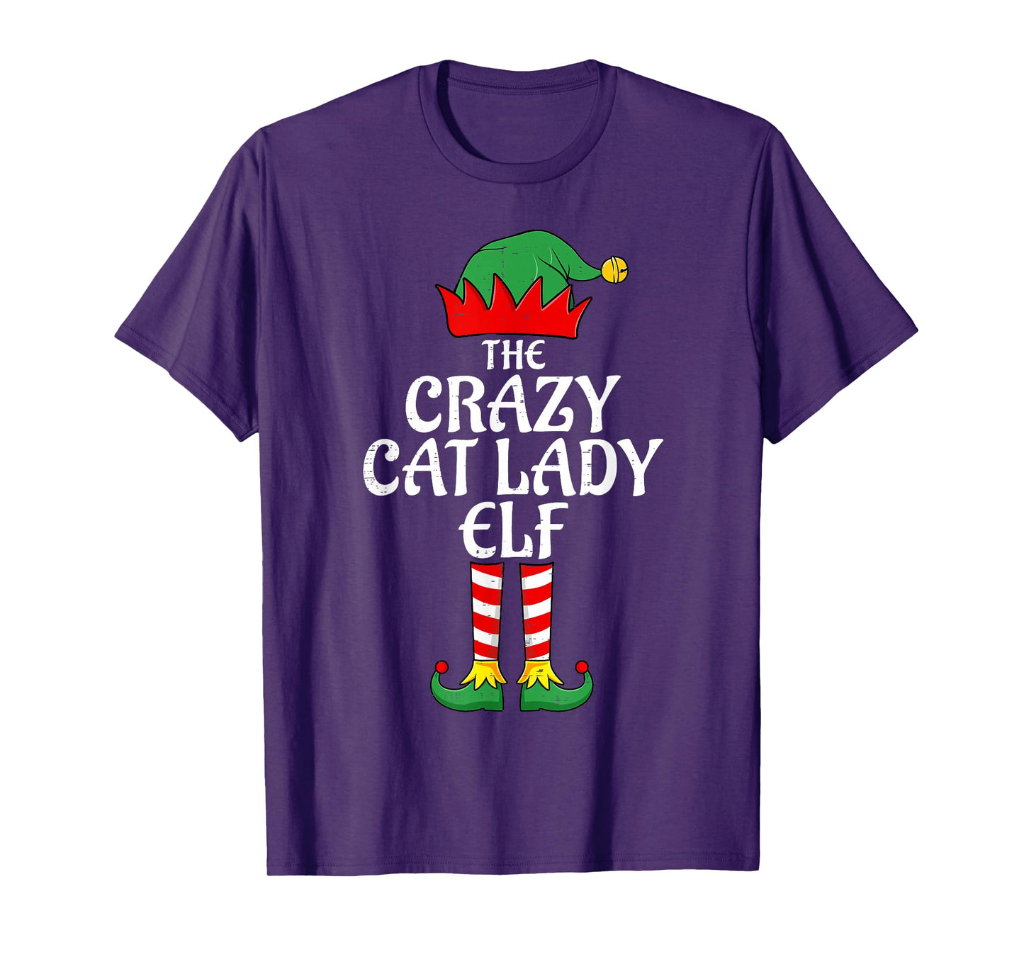 The Crazy Cat Lady Elf Christmas Family Matching Xmas Funny T-Shirt