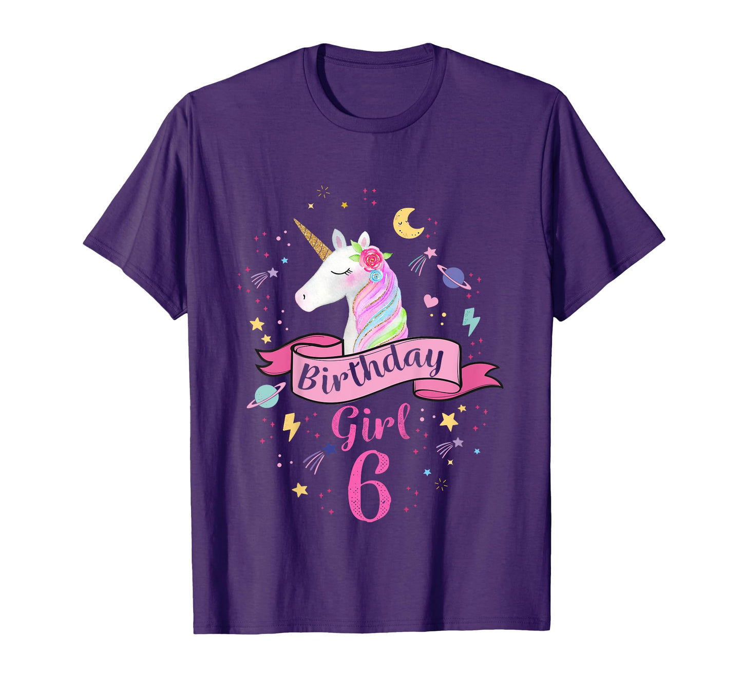Kids 6th Birthday Girl Unicorn 6 Year Old Birthday Girl T-Shirt