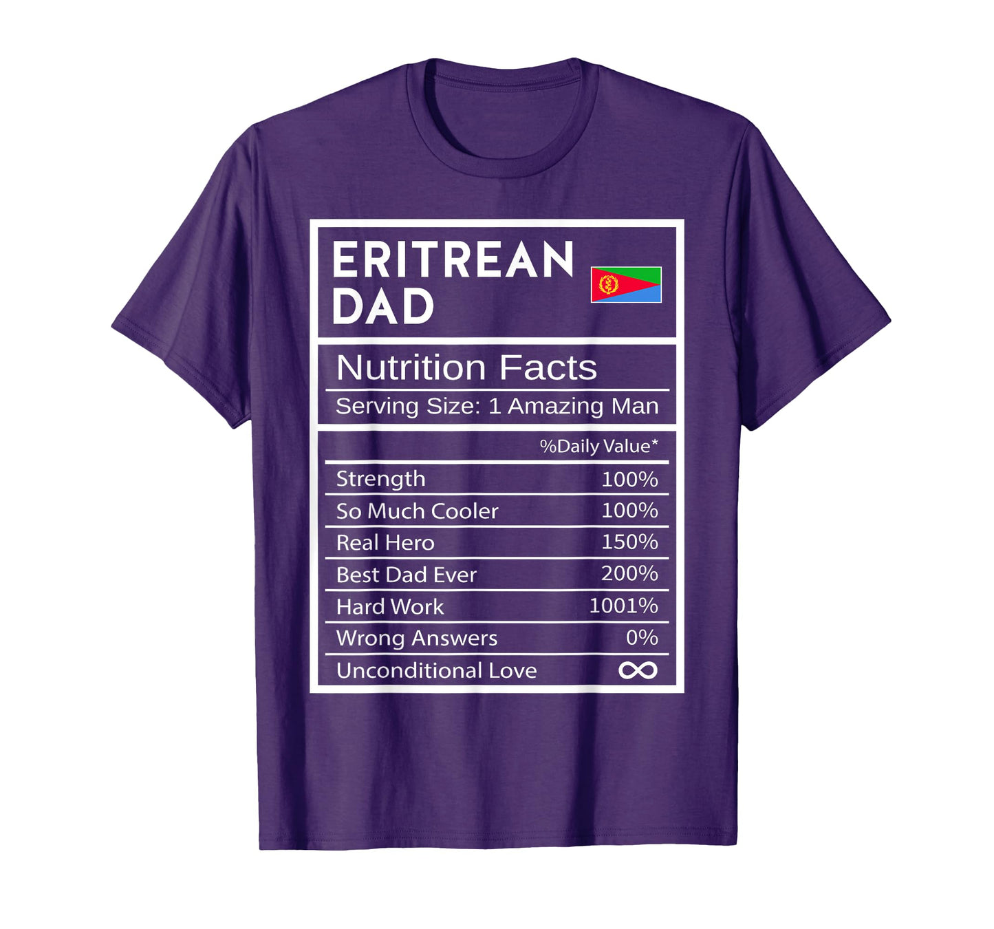 Eritrean Dad Nutrition Facts National Pride Gift For Dad T-Shirt