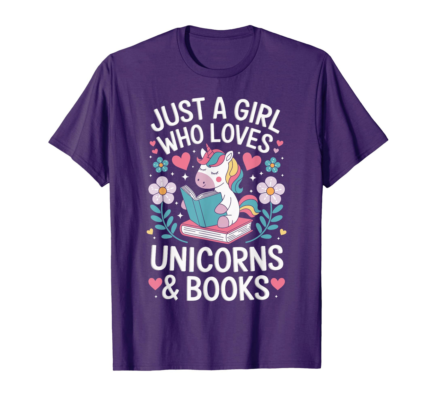 Just a Girl Who Loves Unicorns and Books T-Shirt
