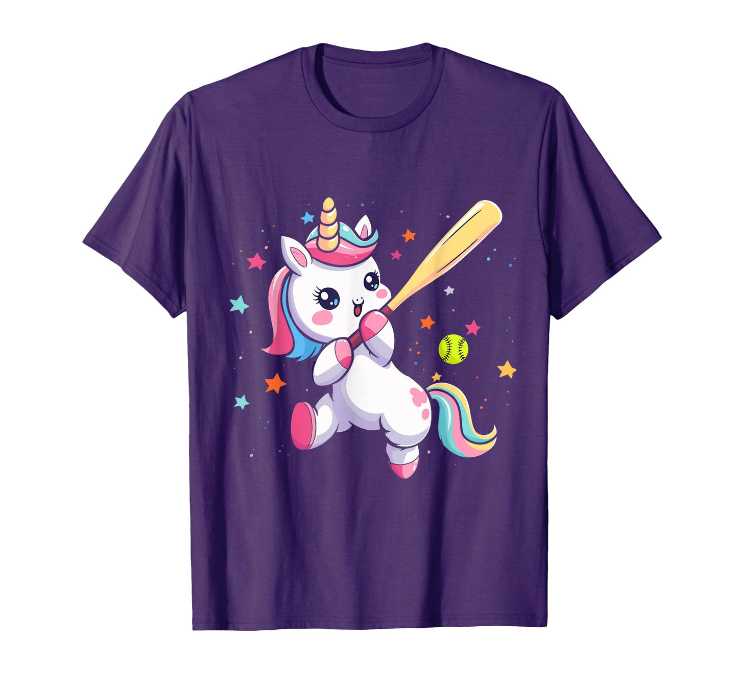 Funny Softball Cute Unicorn Softball Player Teen Girls T-Shirt