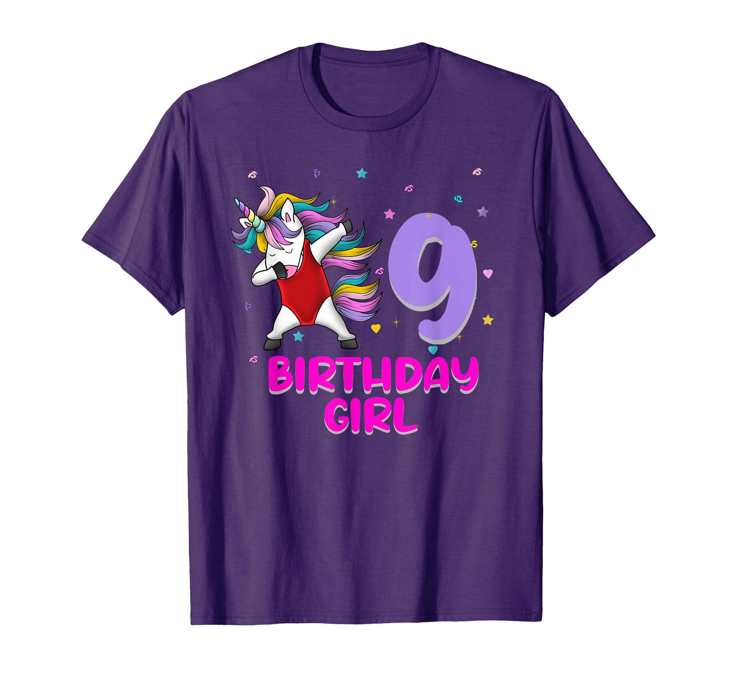 Unicorn Swimsuit 9th Birthday Girl Love Funny 9 Years Old T-Shirt