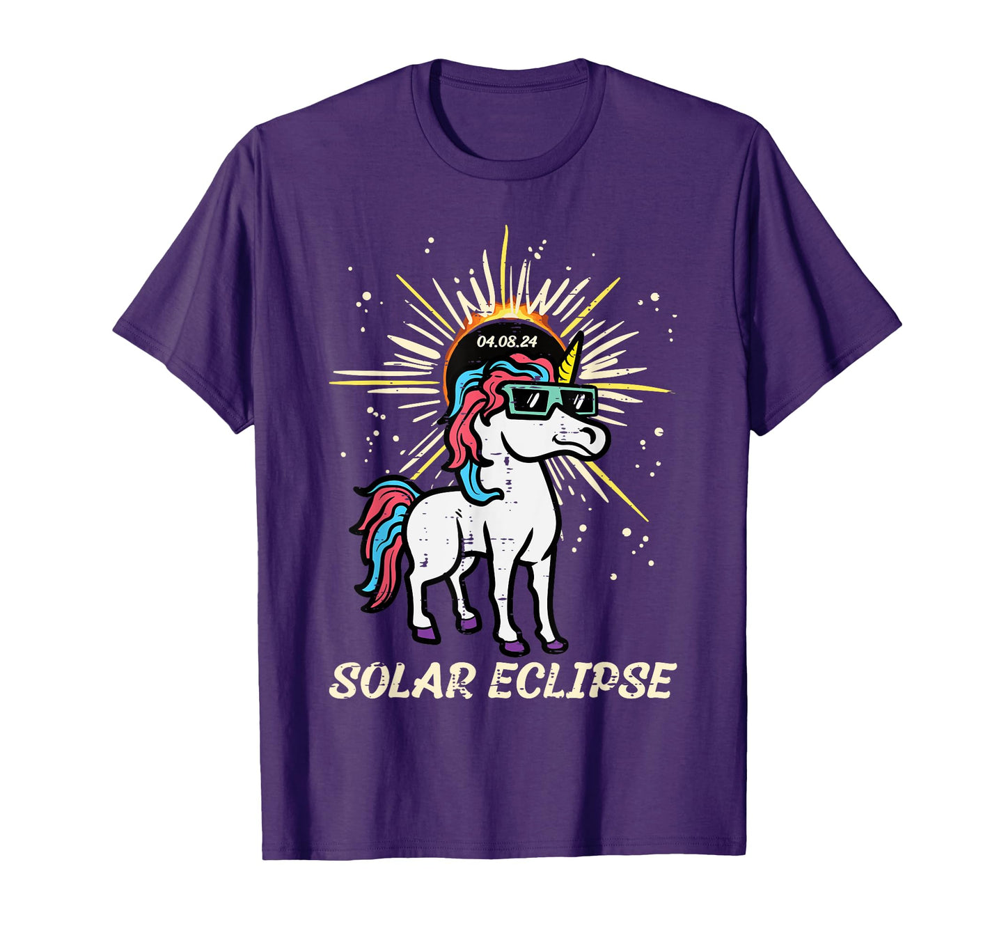Unicorn Solar Eclipse 2024 Totality April 8 Women Men Kids T-Shirt