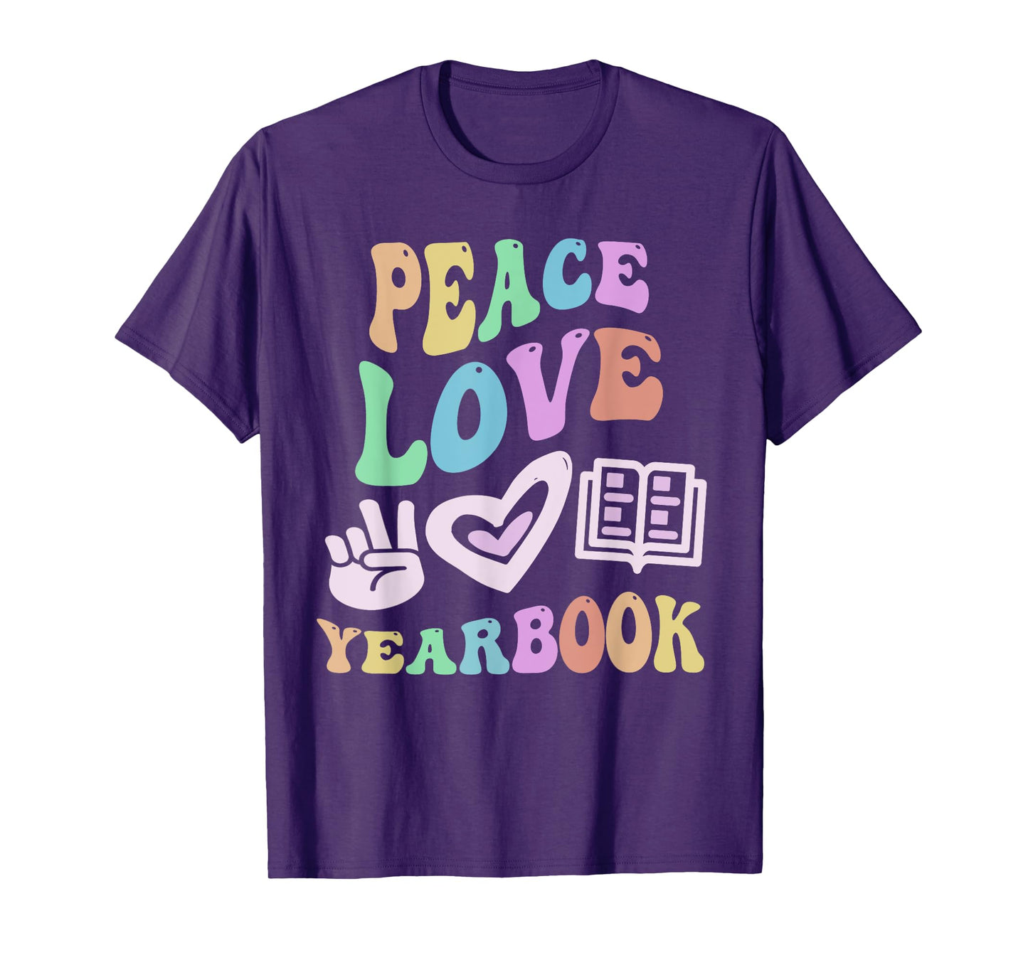 PEACE LOVE YEARBOOK Retro Editor Teacher Groovy School T-Shirt