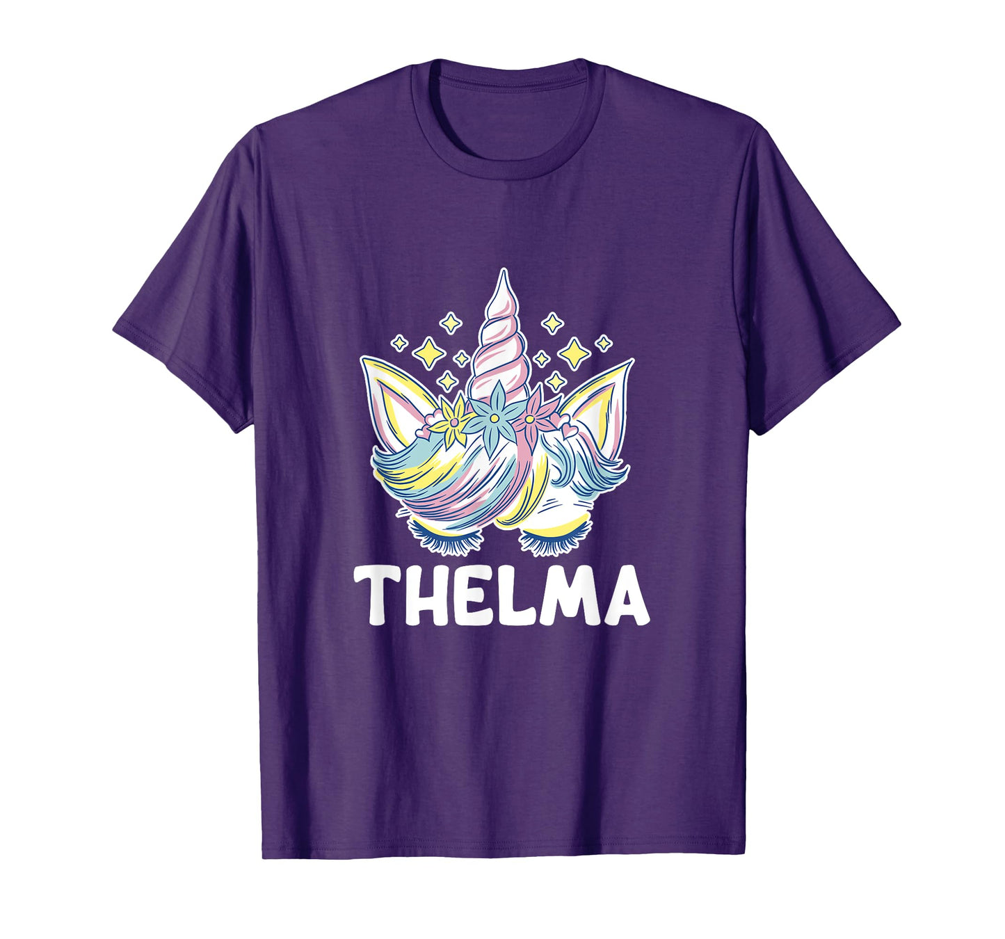Cute Personalised Name Unicorn Crown Thelma T-Shirt