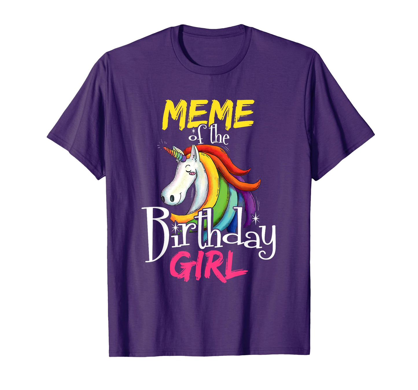 Meme Of The Birthday Girl Cute Floral Unicorn Face Gift T-Shirt