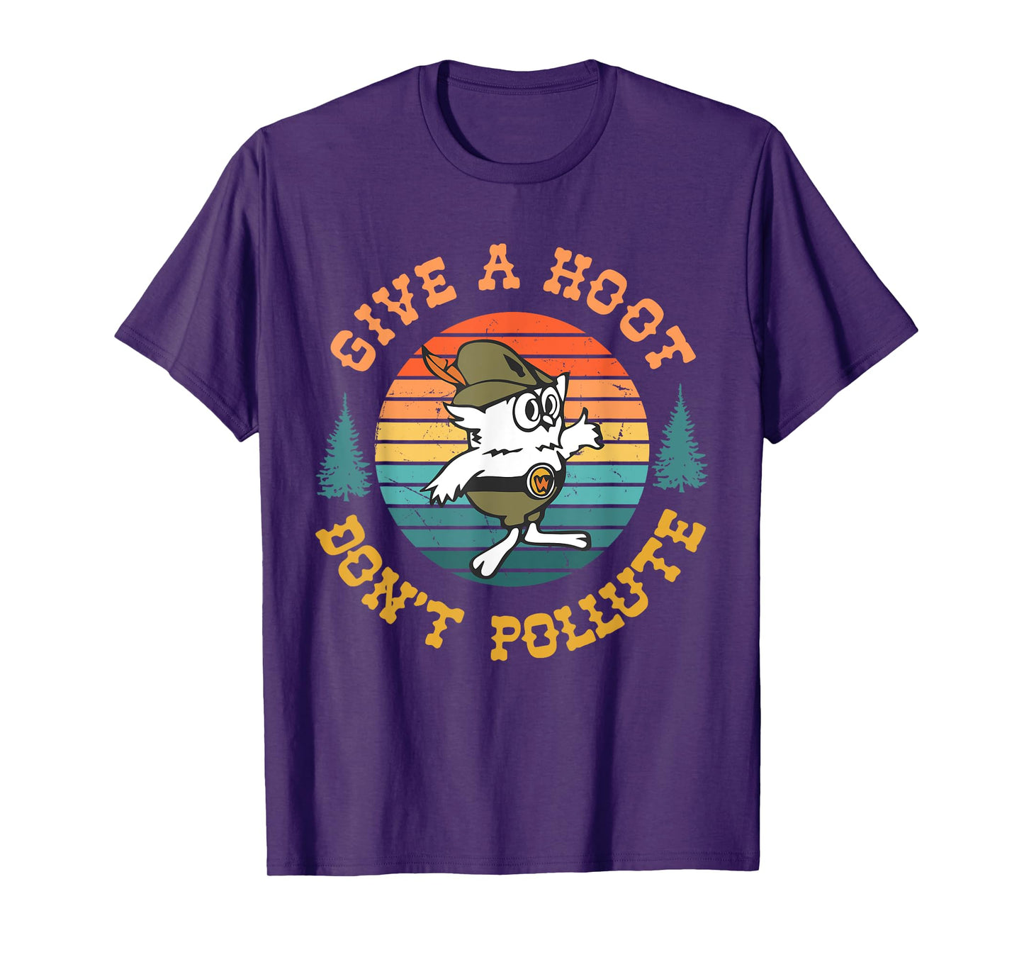 Give A Hoot Don't Pollute Funny T-Shirt, Small, Black
