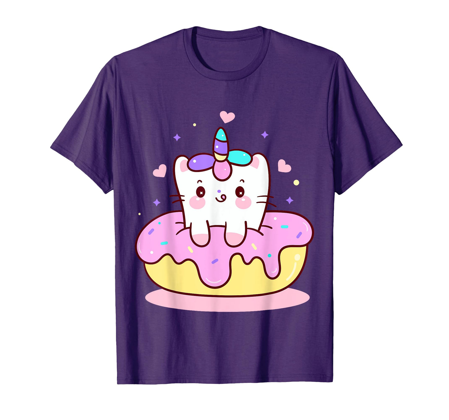 Unicorn Kitty Cat Kitten on Donut Girl Boy Kids Youth Child T-Shirt