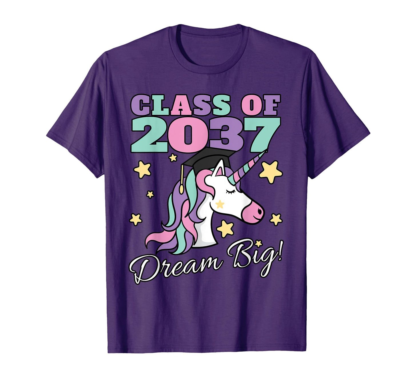 Girls Class of 2037 Magical Unicorn Graduation Cap T-Shirt