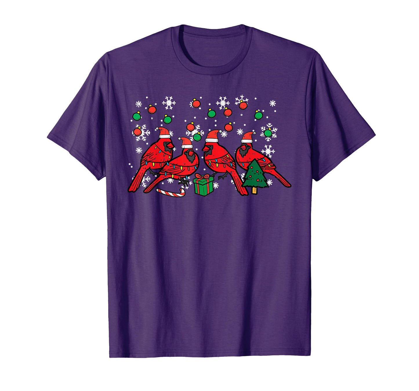 Christmas Cardinal Birds Santa Cute Xmas Men Women Kids T-Shirt