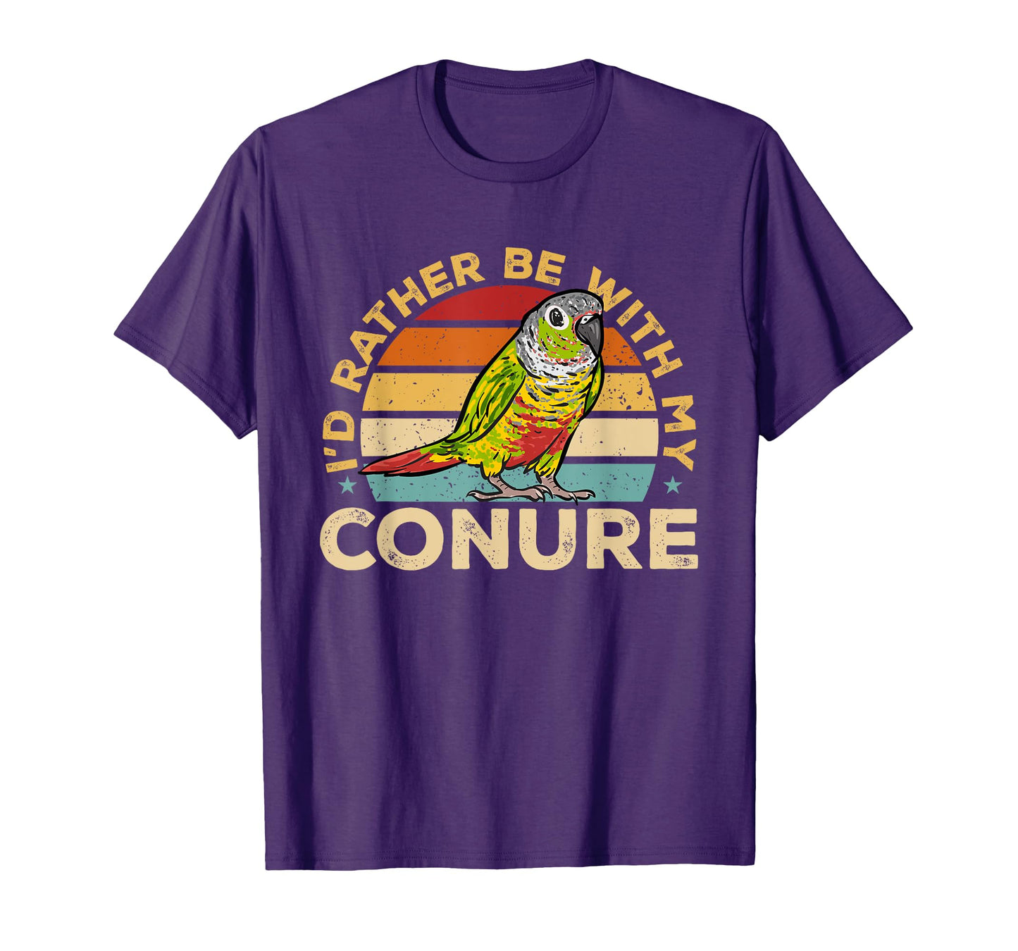 Green Cheek Conure Retro I'd Rather Be With My Conure T-Shirt