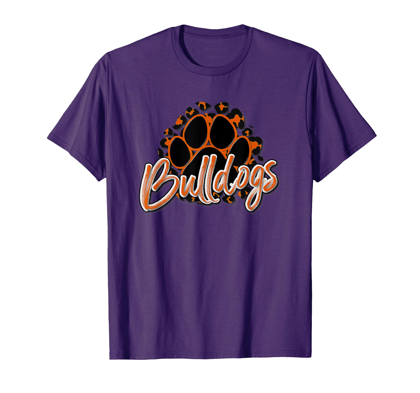 Bulldogs Orange Black Cheetah School Sports Fan Team Spirit T-Shirt